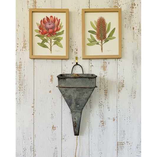 Vintage Galvanised Metal Funnel Wall Storage Holder 24cm