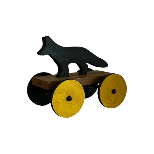 Handmade Amish Style Animal on Wheels Decorative Piece