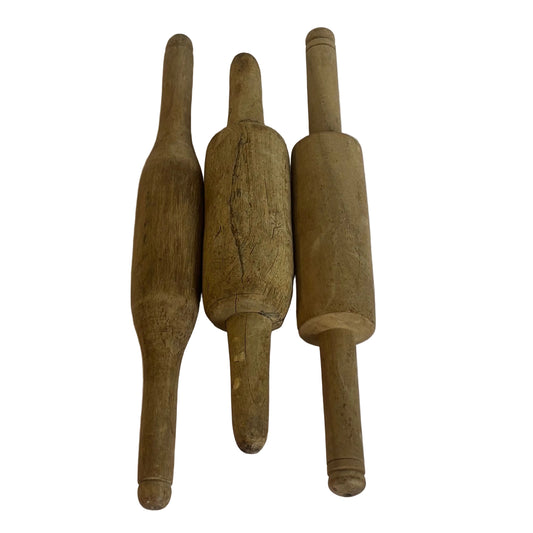 Set of 3 Vintage Chapati Rollers | Handmade Raw Hardwood India