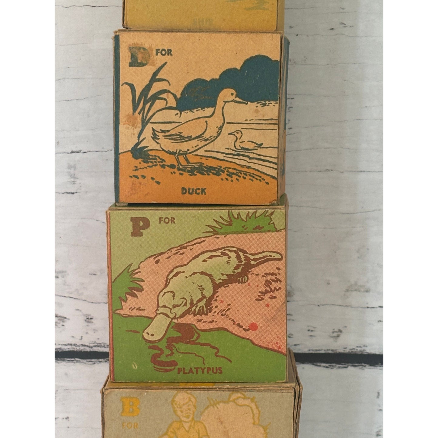 Rare Australian Vintage Alphabet Nesting Cardboard Blocks | c.1948–1951