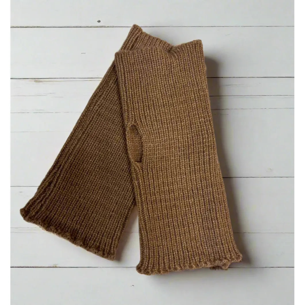 Rib Knit Fingerless Gloves | Oatmeal