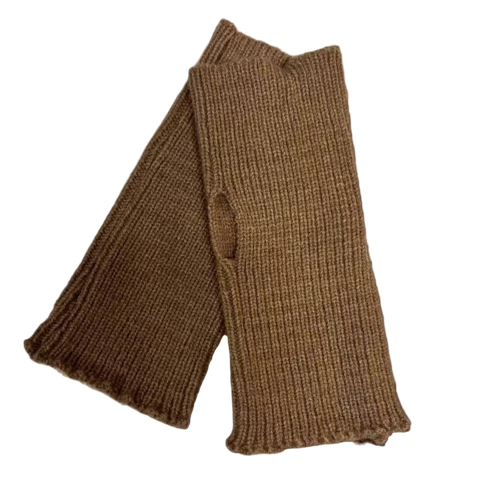 Rib Knit Fingerless Gloves | Oatmeal