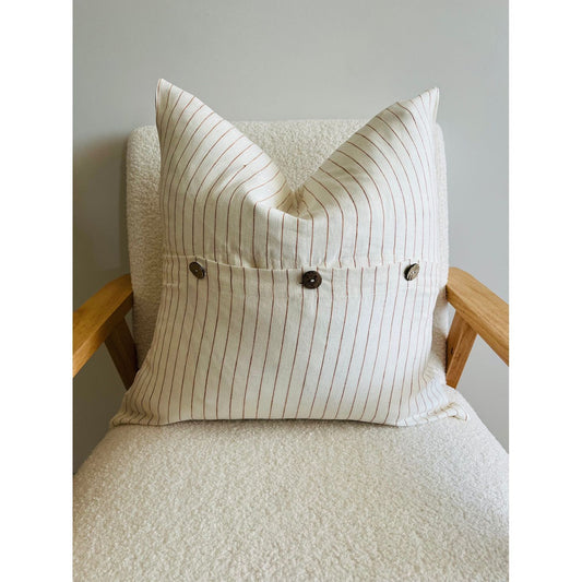 Linen Cushion Cover | Toffee Pinstripe | 50 x 50