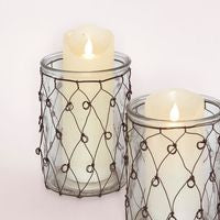 Wire Covered Candle Holder Set of 2