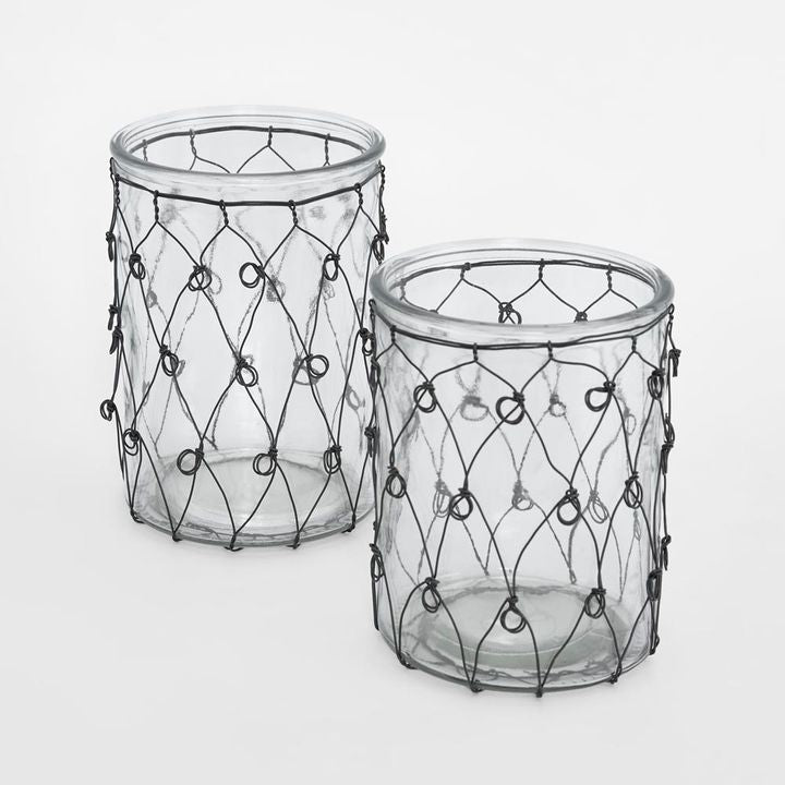 Wire Covered Candle Holder Set of 2