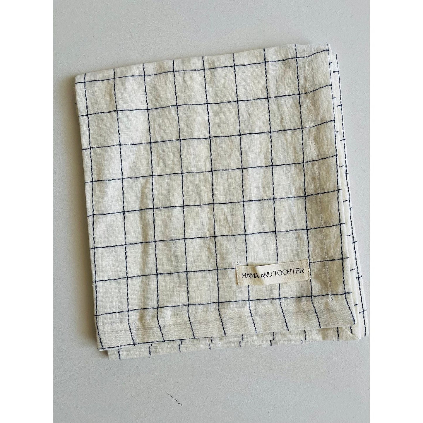 French Linen Tea Towel | Blue Grids