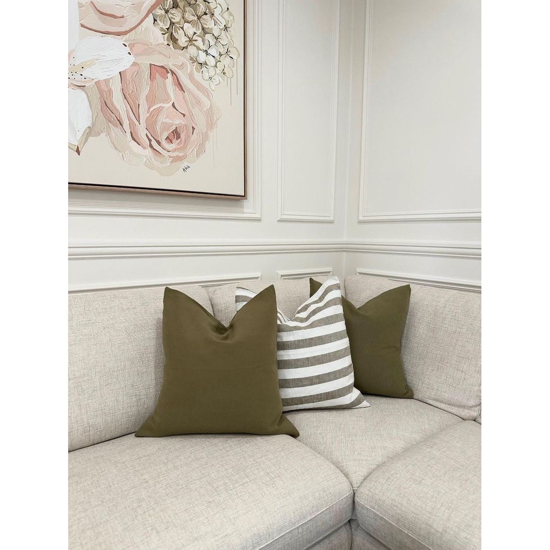 Linen Cushion Cover | Olive | 50 x 50