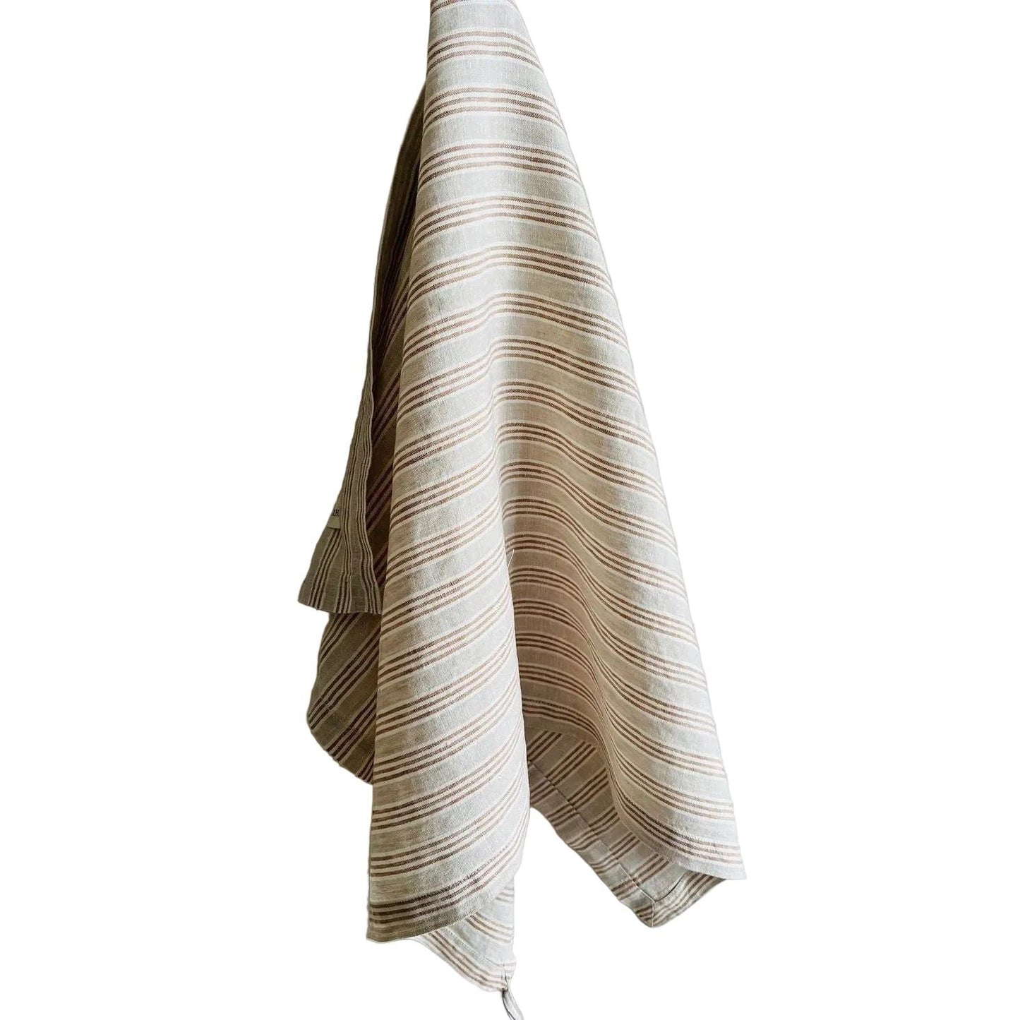 French Linen Tea Towel | Biscuit Stripe