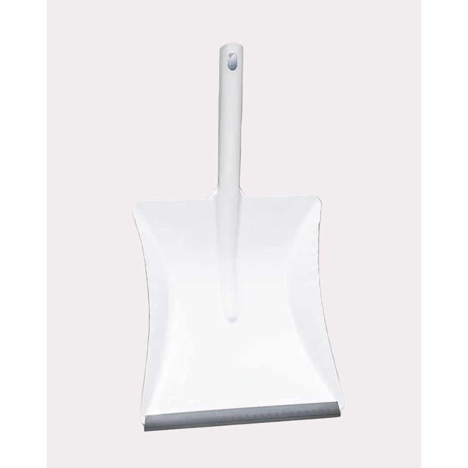  White Metal Dustpan with Rubber Edge | Durable Household Dustpan