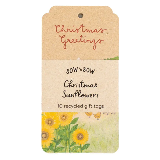 Christmas Greetings Gift Tags | Sunflowers & Farmhouse | Pack of 10 | Australian Made