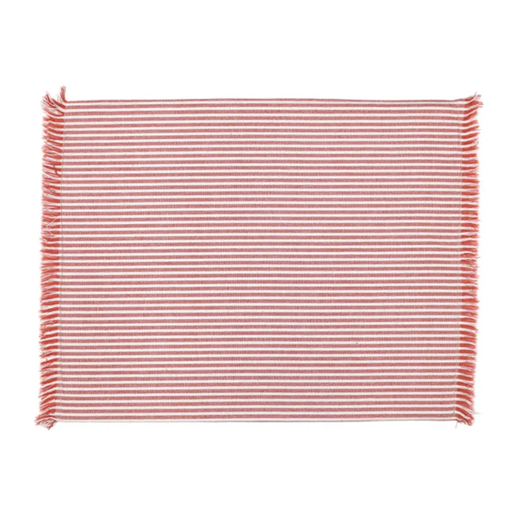 Recycled Cotton Striped Placemats | Terracotta | Set of 4