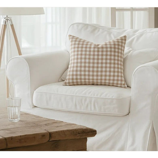 Euro Cushion Cover | Natural Gingham | 65cm x 65cm