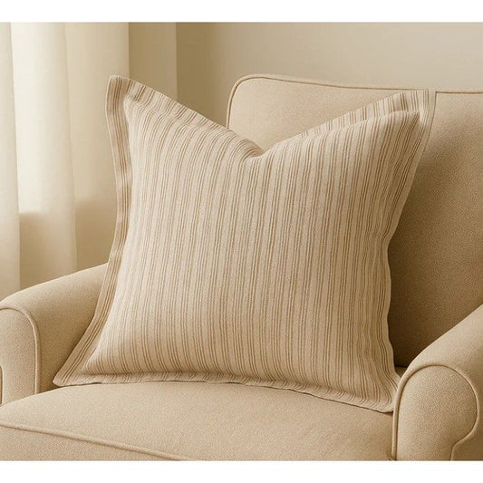 Linen Cushion Cover | Biscuit Stripe | 50 x 50 with Flange