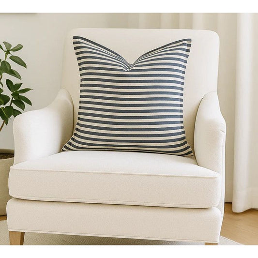 Linen Cushion Cover | Navy Stripe | 50 x 50 with Flange