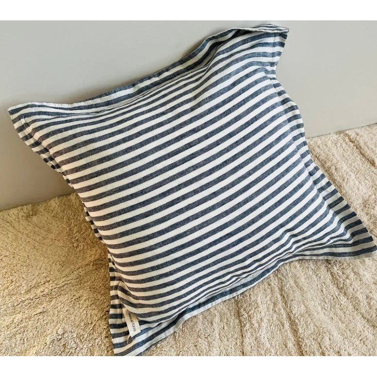 Linen Cushion Cover | Navy Stripe | 50 x 50 with Flange