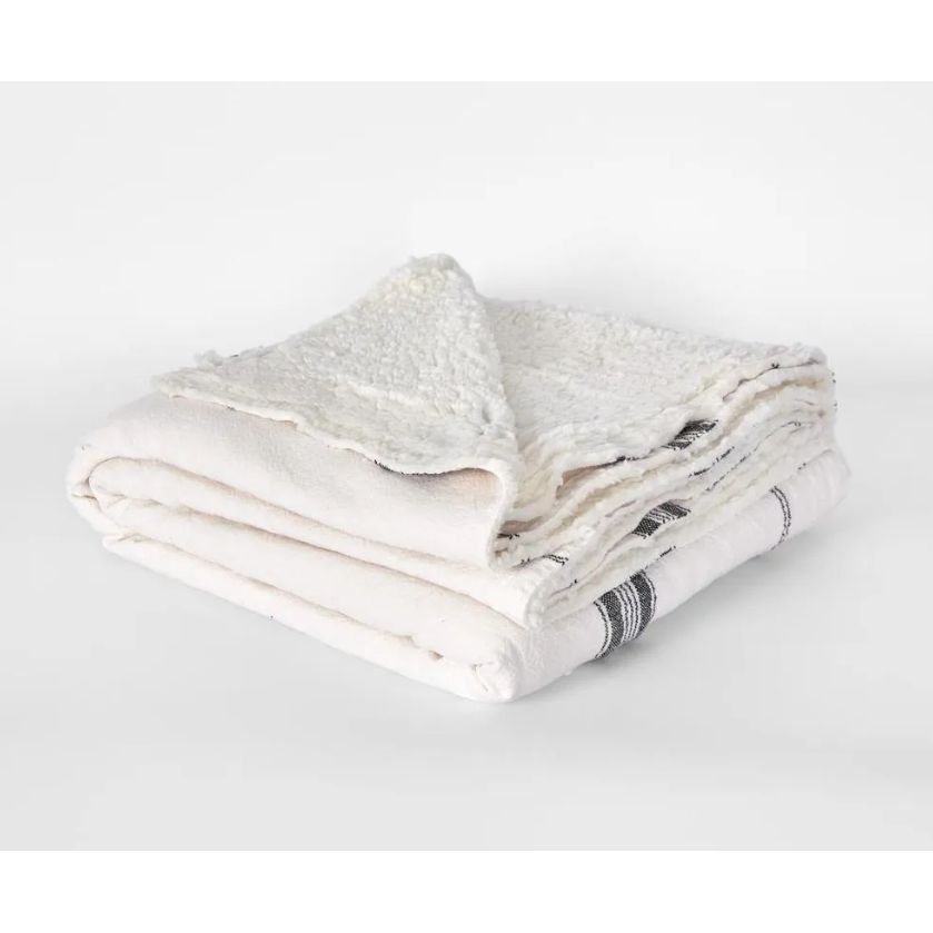 Throw Rug | Striped Slub Sherpa