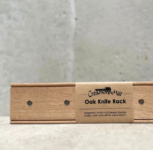Oak Magnetic Knife Rack | Solid Oak Wall Mounted Knife Holder | Creamore Mill