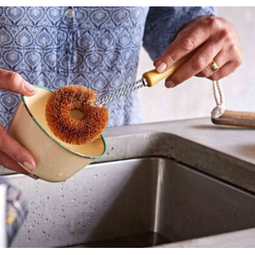 Natural Coconut Dish Brush | Plastic Free Scrubbing Brush with Wood Handle
