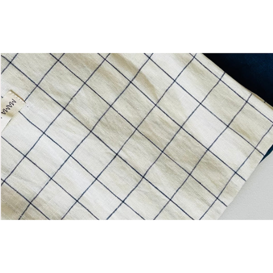 French Linen Tea Towel | Blue Grids