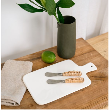 Ceramic Serving Board | White or Olive Green