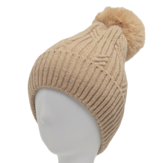 Braided Twist Knit Beanie | Camel