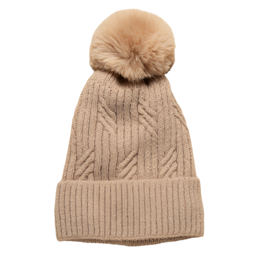 Braided Twist Knit Beanie | Camel