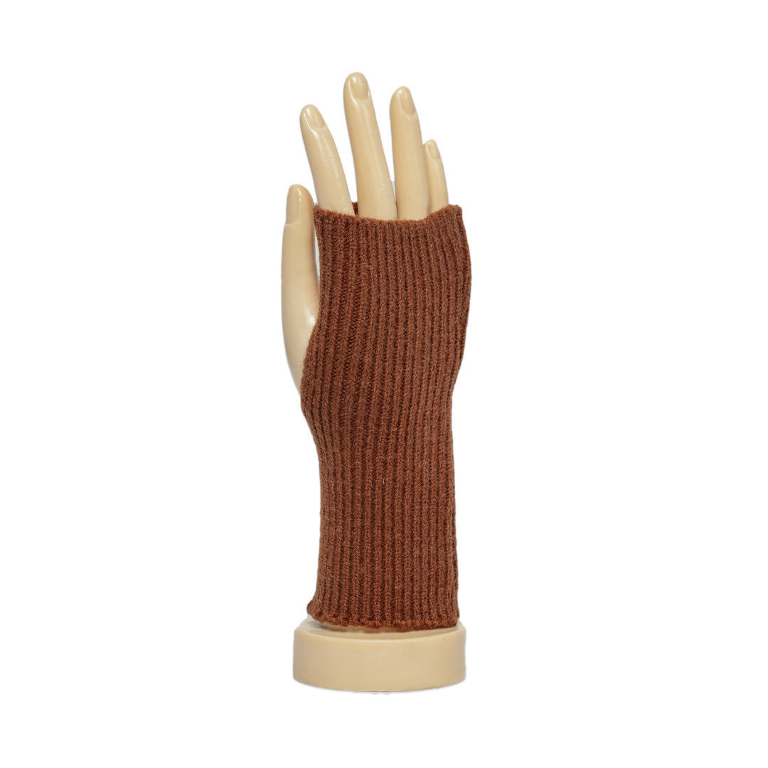 Rib Knit Fingerless Gloves | Rust