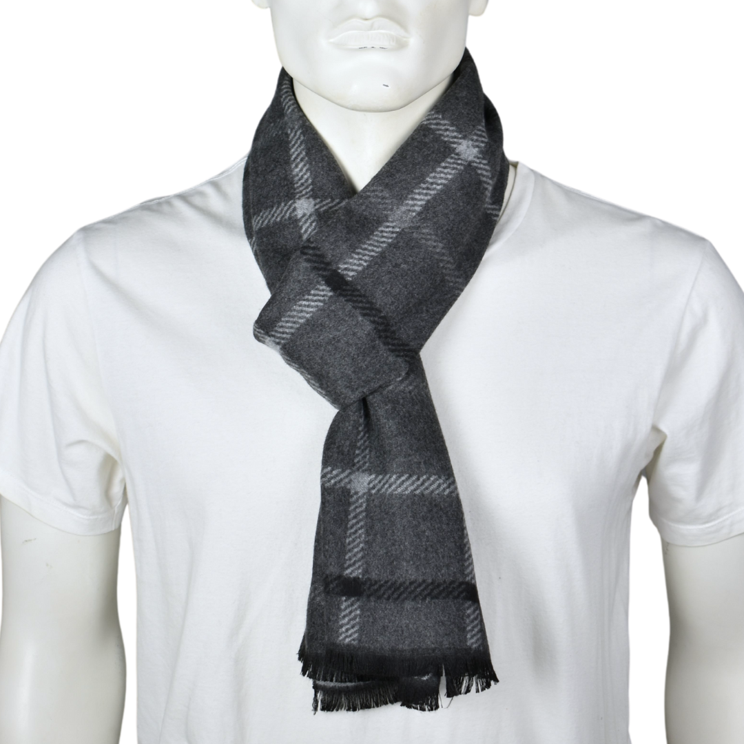 Scarf | Reversible | Plaid Check Grey