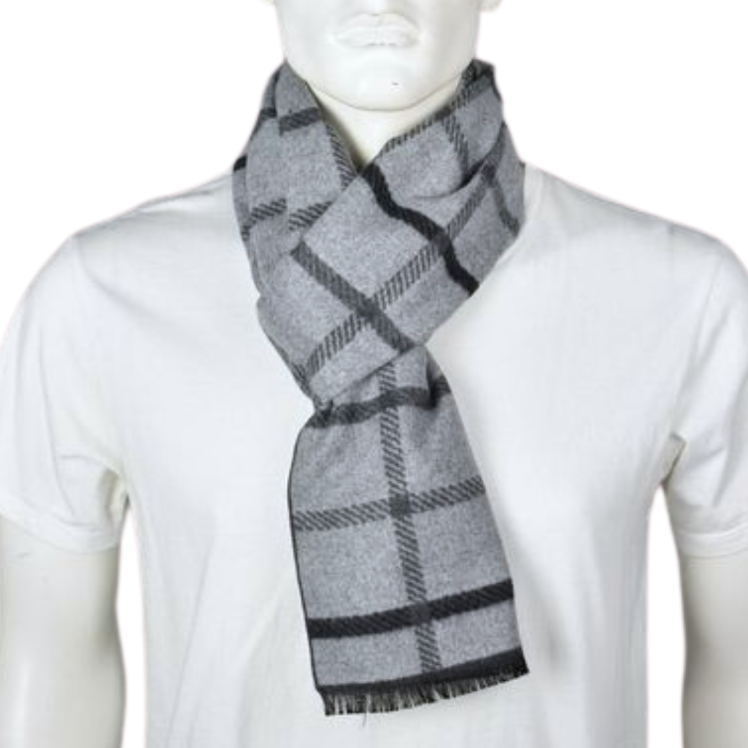 Scarf | Reversible | Plaid Check Grey