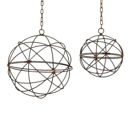 Garden Sculpture | Rusty Spheres | Set of 2