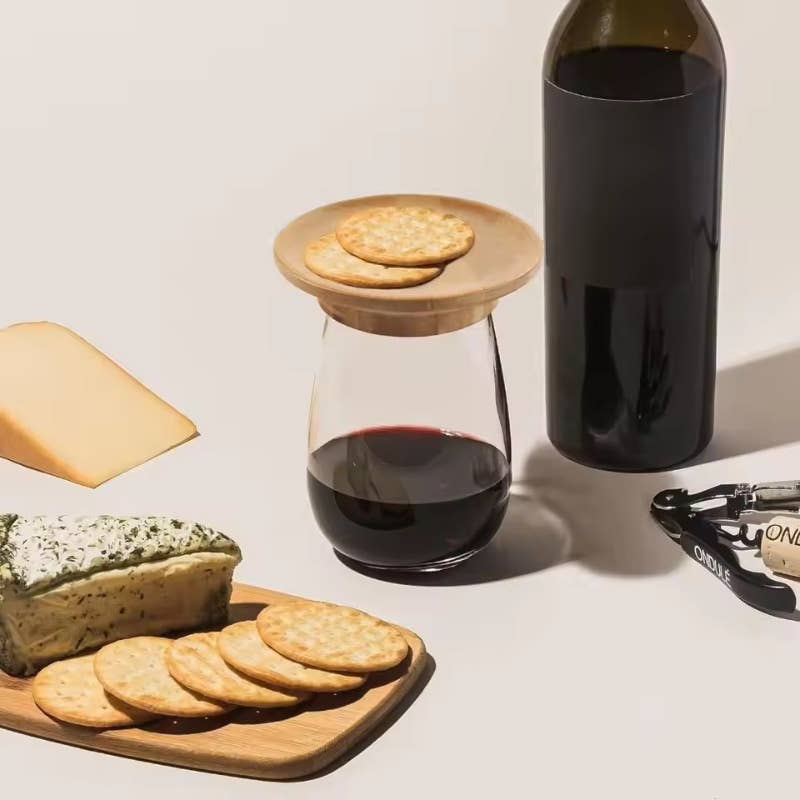 Bamboo Serve and Sip Boards | Glass Top Grazing Board Set