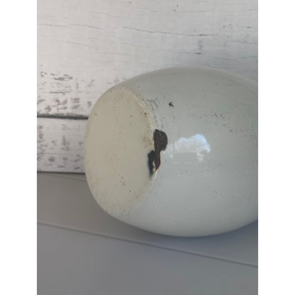 Extra Large Antique White Enamel Jug Vintage Farmhouse Vase