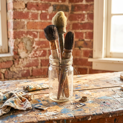 Vintage French Paint Brush | Wooden Handle & Natural Fibre | 3 Styles