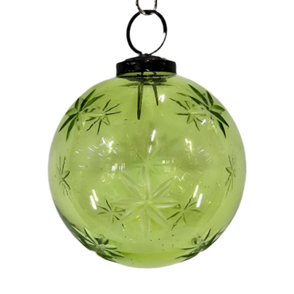 Glass Christmas Bauble | Small Green Star Cut