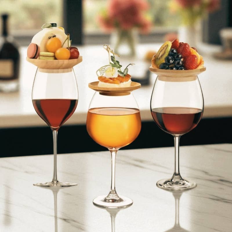 Bamboo Serve and Sip Boards | Glass Top Grazing Board Set