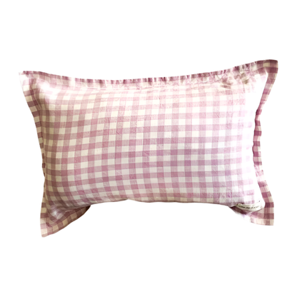 Lumbar Flange Cushion Cover | Linen | Lilac Gingham