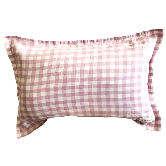 Linen Lumbar Cushion Cover | Lilac Gingham | 50 x 30