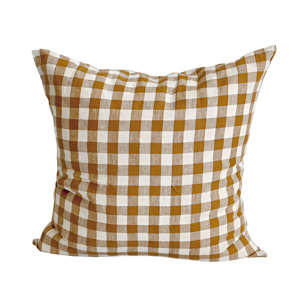 Linen Cushion Cover | Toffee Gingham