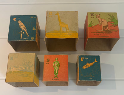 Rare Australian Vintage Alphabet Nesting Cardboard Blocks | c.1948–1951