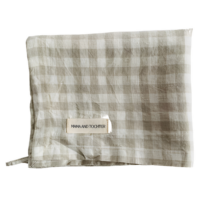 French Linen Tea Towel | Dove Grey Gingham