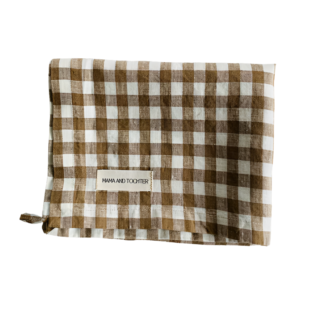 French Linen Tea Towel | Chocolate Gingham