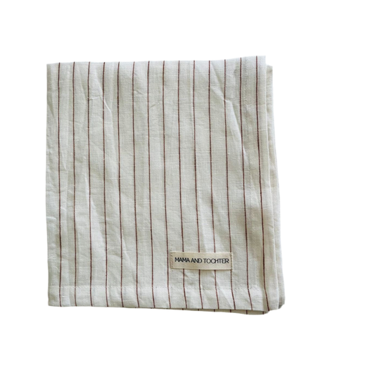 French Linen Tea Towel | Toffee Pin Stripe