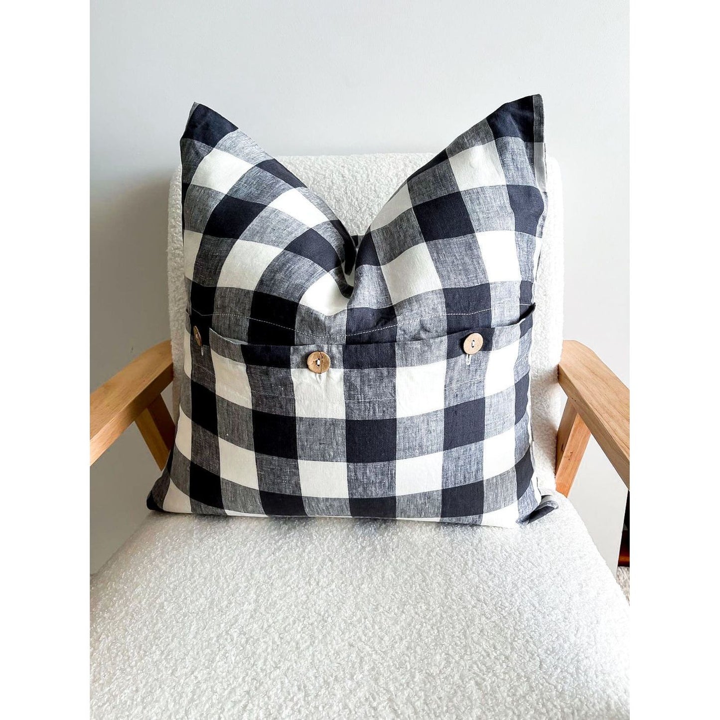 Linen Cushion Cover | Night Blue Grids