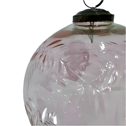 Glass Christmas Bauble | Large Pink Laurel Cut