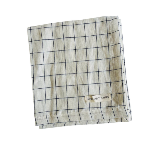 French Linen Tea Towel | Blue Grids