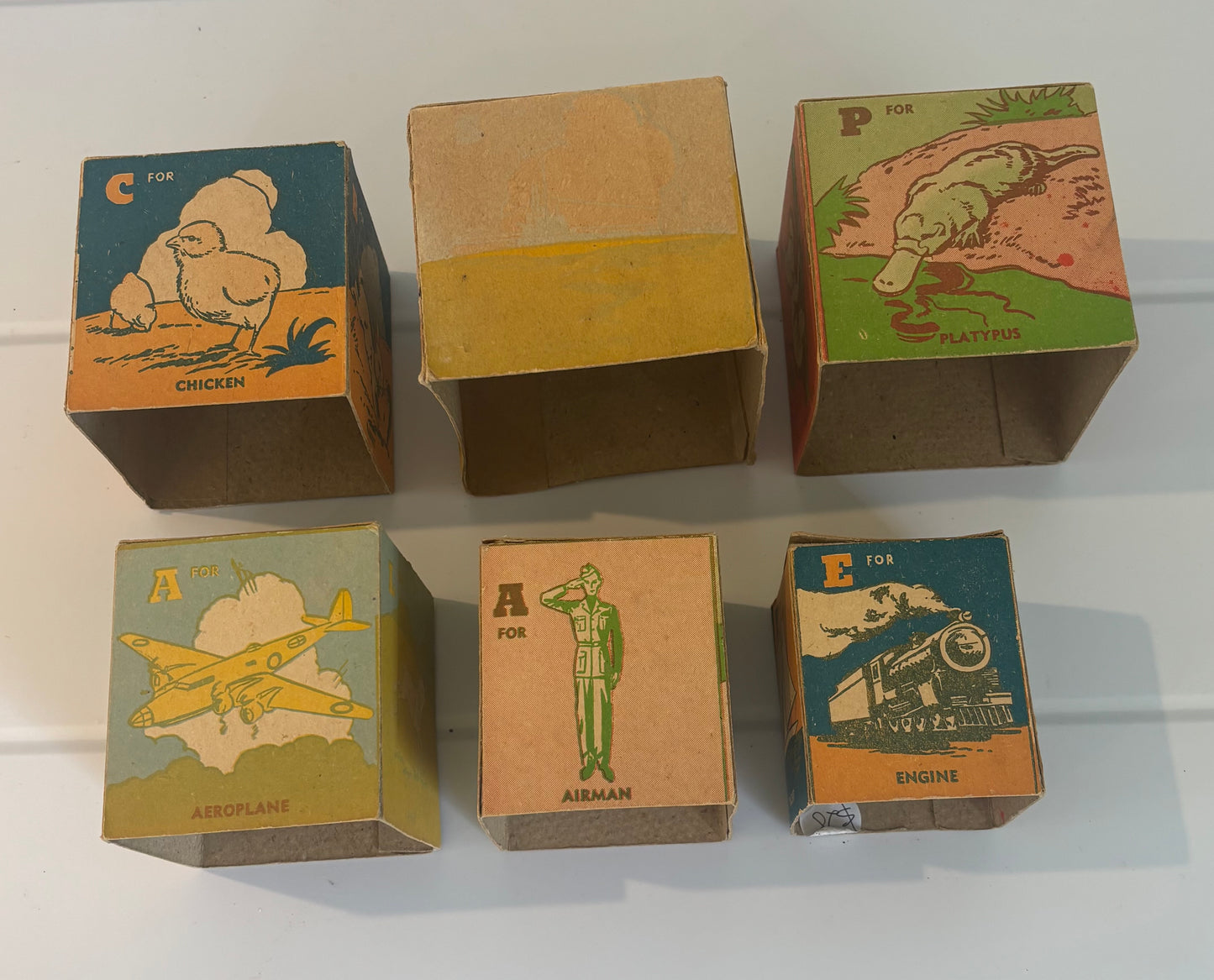Rare Australian Vintage Alphabet Nesting Cardboard Blocks | c.1948–1951