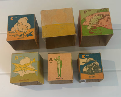 Rare Australian Vintage Alphabet Nesting Cardboard Blocks | c.1948–1951