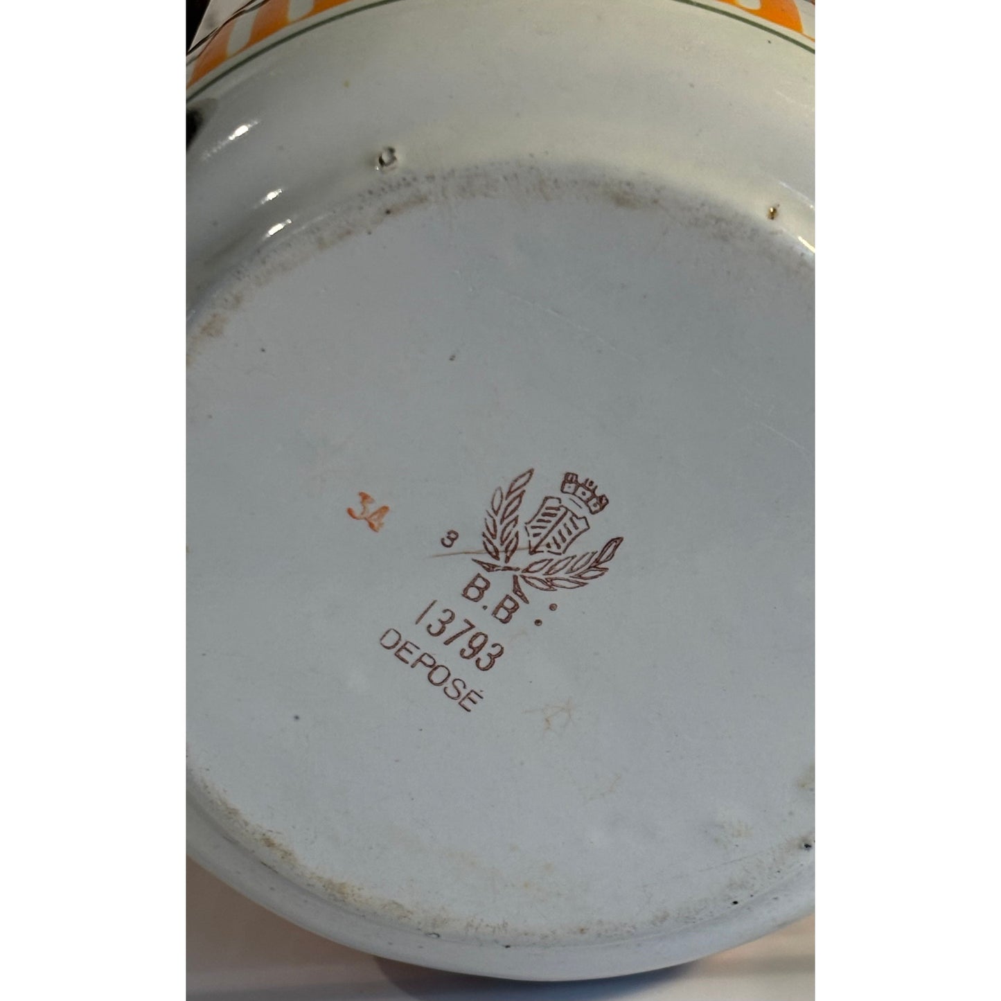 French Enamelware Vase or Utensil Holder – Vintage White with Blue Rim