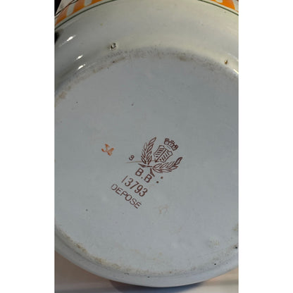 French Enamelware Vase or Utensil Holder – Vintage White with Blue Rim