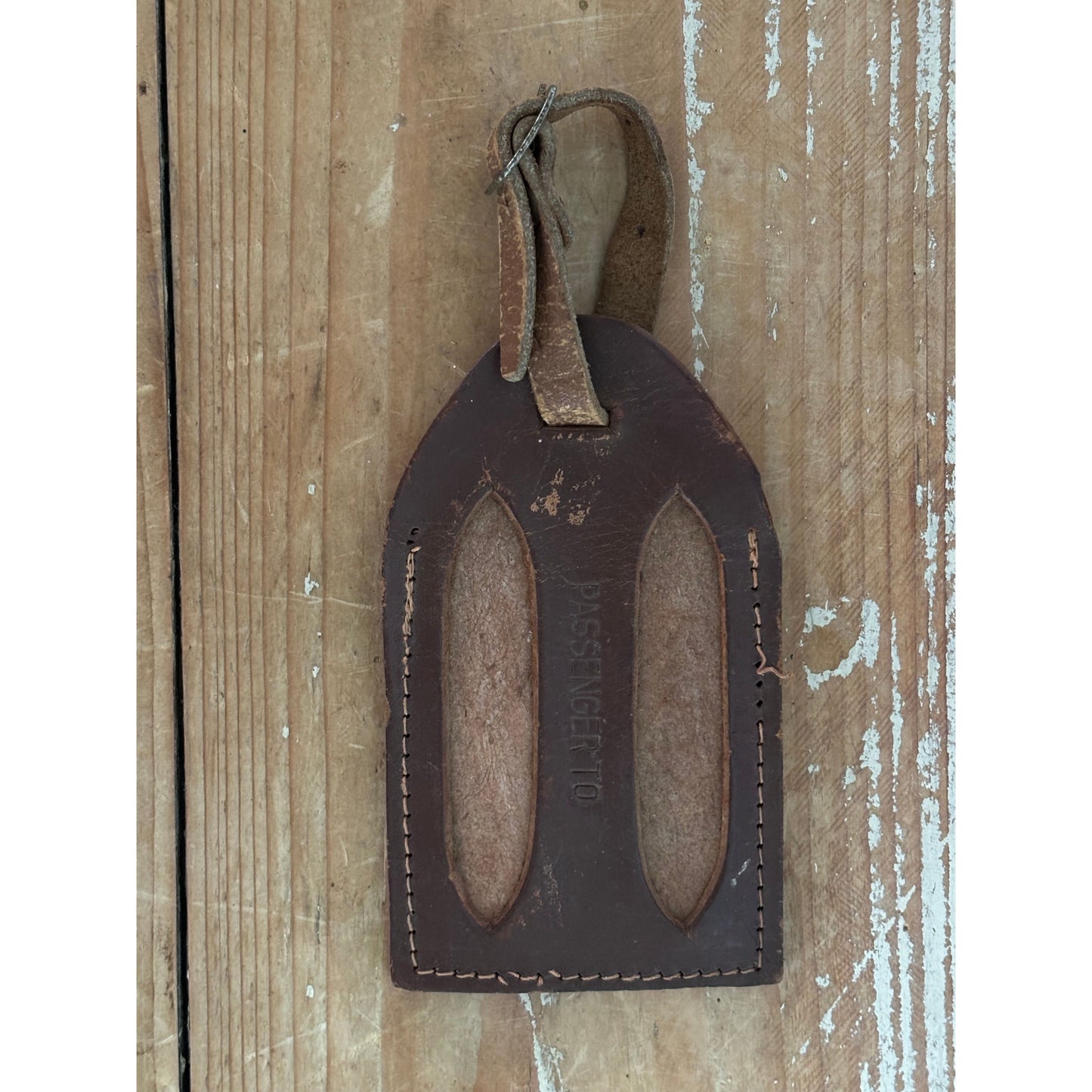 Vintage Leather Luggage Passenger Tag